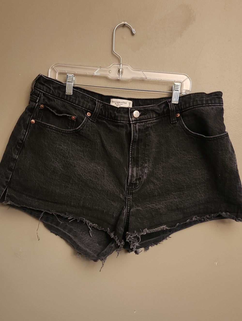 Abercrombie & Fitch Black Raw-Hem Denim Shorts